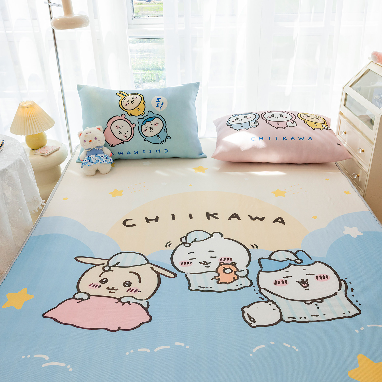 日单小可爱飞鼠夏季凉席牛奶丝冰丝席宿舍卧室三件套可折叠水洗,淘宝优惠券,粉丝福利购,淘宝优惠卷