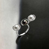 LynnHaven SKY Parallel Universe Akoya Tahitian Black Pearl Ring 18K Gold Diamond Ring