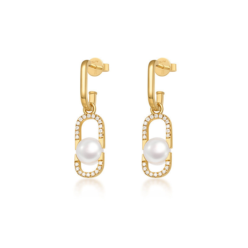 LynnHaven麟玟 EARTH环抱 18K金Akoya海水珍珠耳钉钻石耳饰礼物,淘宝优惠券,粉丝福利购,淘宝优惠卷