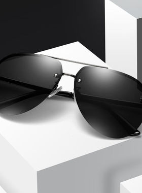 砾石偏光太阳镜男女款墨镜酷炫眼镜情侣同款蛤蟆镜司机驾驶镜无边