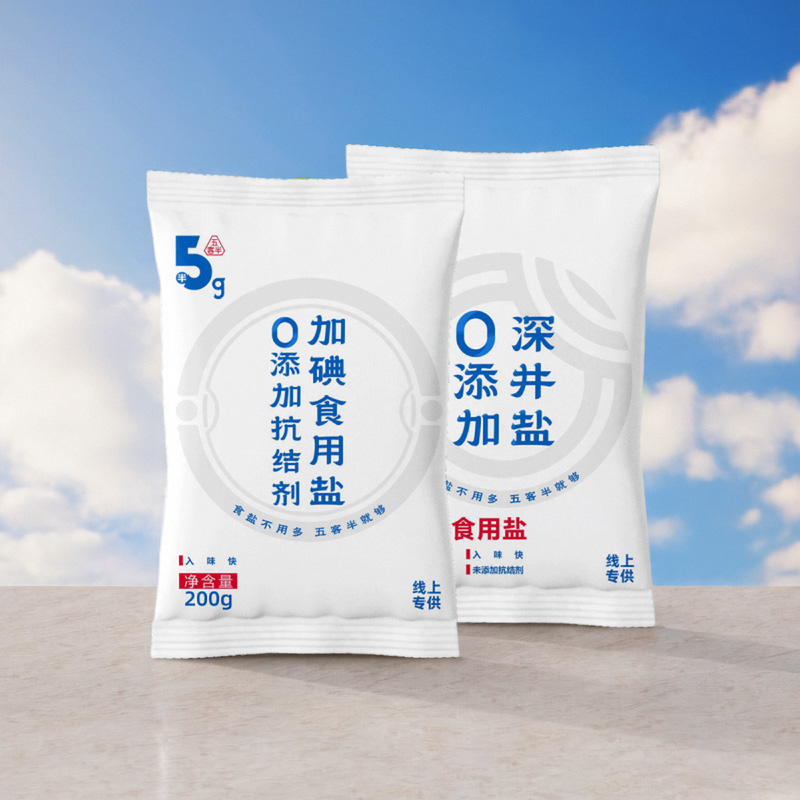 竹海五客半未加碘/加碘食用深井盐家用200g*5袋无抗结剂炒菜调味 - 图3