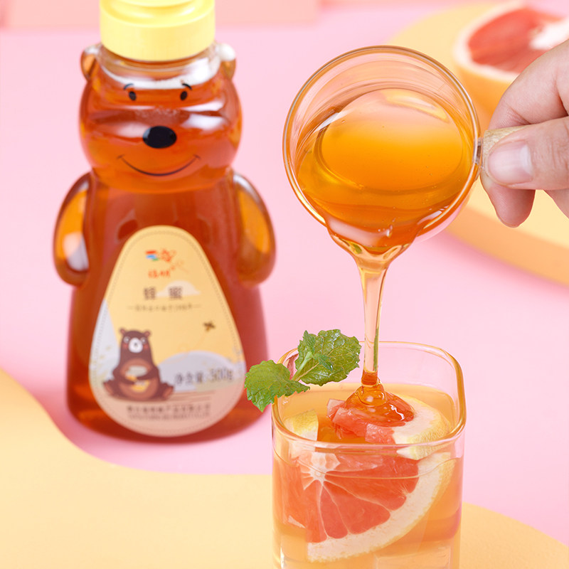 纯正天然野生百花农家福明小熊瓶 福明食品蜂蜜