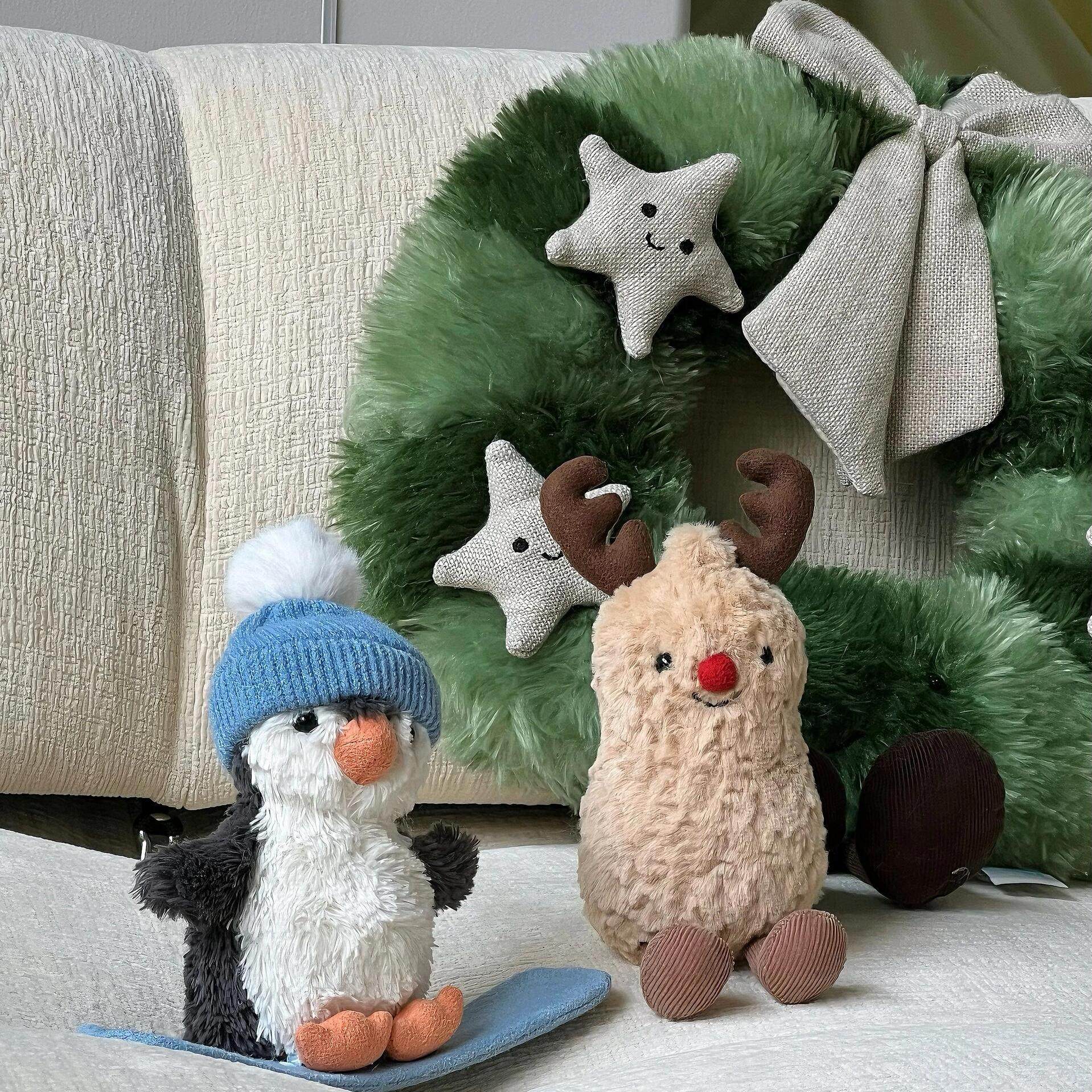 英国Jellycat2024圣诞节企鹅驯鹿花生雪人圣诞挂饰毛绒玩具礼物 - 图1