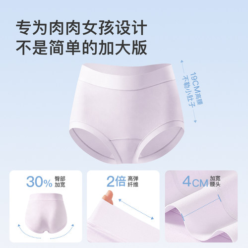 林卡内裤女士三角裤大码莱赛尔高腰新款加大加长底裆三角短裤裤衩 - 图0