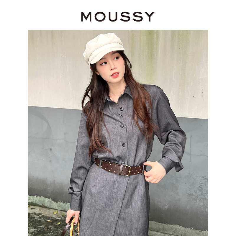 MOUSSY 2023冬季新品知识分子气质通勤西装衬衫衣裙010GAS30-6230-图0