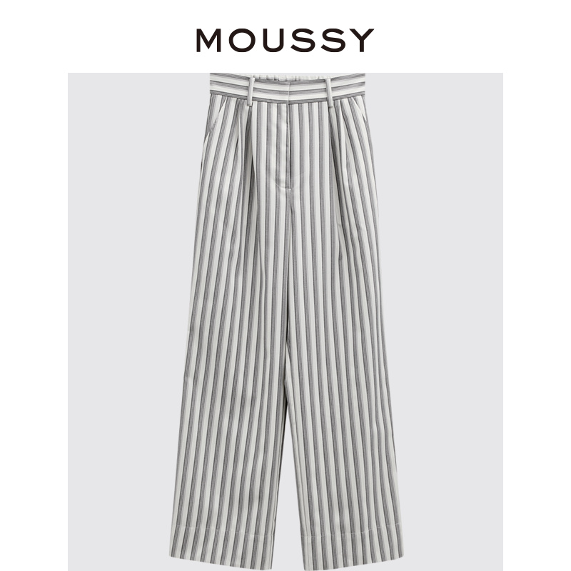 MOUSSY 2023冬季新品通勤风条纹设计宽松休闲裤女C28GAZ30-0260 - 图3