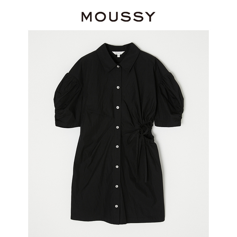 MOUSSY 春季新品多巴胺甜美泡泡袖露腰短款连衣裙女010GS230-2670 - 图3