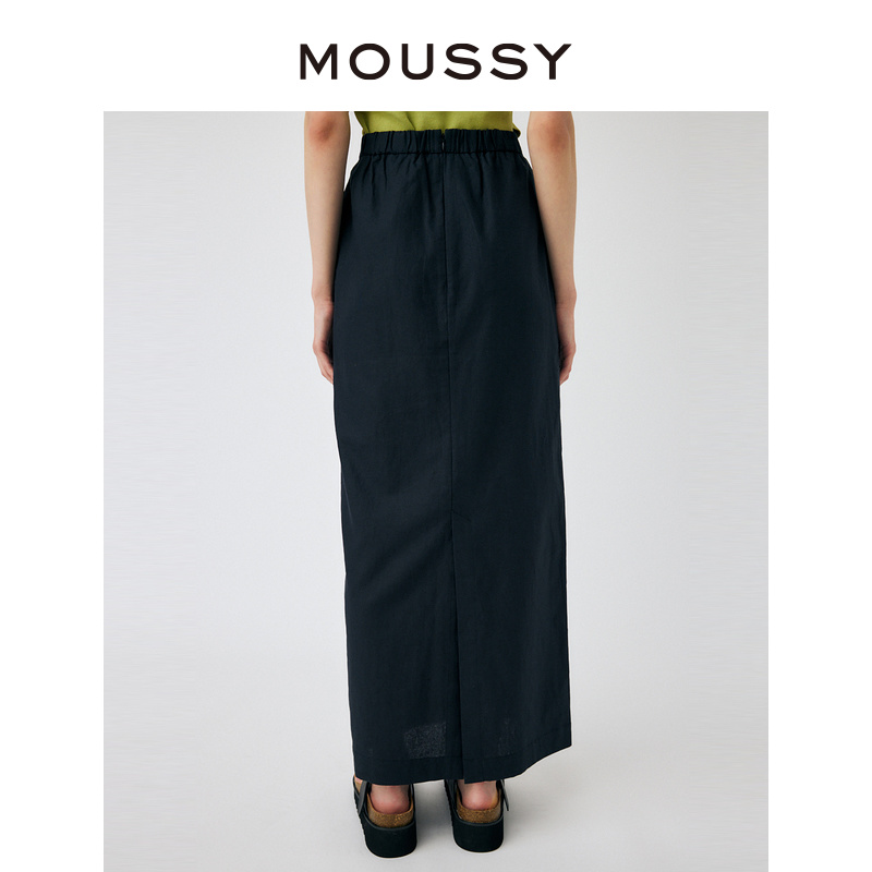 MOUSSY 2023春夏新品通勤简约风后摆开叉松紧半身裙010GS730-1800 - 图2