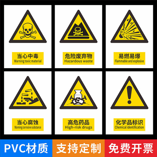 危险废物警示牌危化品标识牌化学品警示贴纸危险品标志牌易制毒标签仓库严禁烟火标志危化品安全危废库房定制 - 图0
