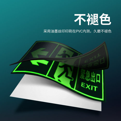 安全出口指示牌消防紧急通道地标箭头疏散标志警示贴纸夜光墙贴地贴楼道应急逃生方向提示标识牌消防指示标牌 - 图1