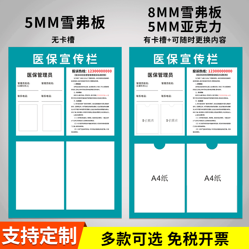 医保宣传栏公示栏提示牌医院诊所门诊口腔牙科医疗机构医保信息墙贴药店药房照片上墙公示管理人员信息展示牌 - 图0