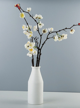 北欧现代简约创意手工拉丝白色花瓶摆件样板间客厅花器家居饰品定