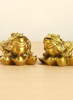 铜金蟾摆件铜元宝金蝉三足蟾工艺品家居摆件定制