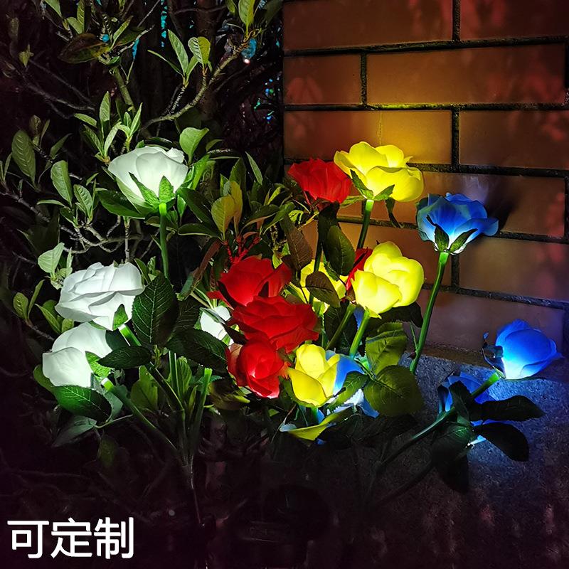 户外太阳能花灯玫瑰3头庭院花园灯地插草坪灯景观灯厂家现货 - 图3