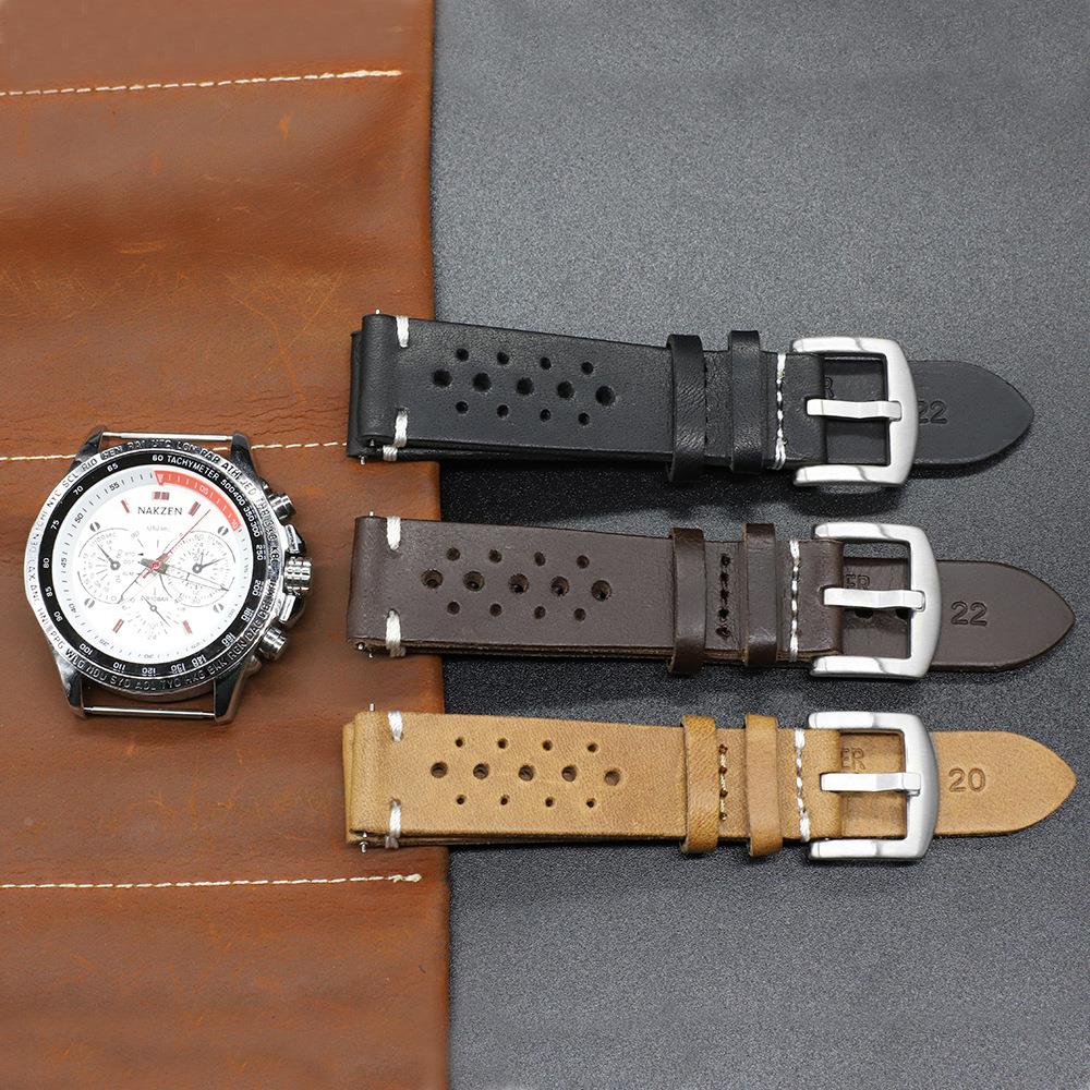 运动透气快拆手表带 黑色棕色多孔真表带18 20 22 24mm