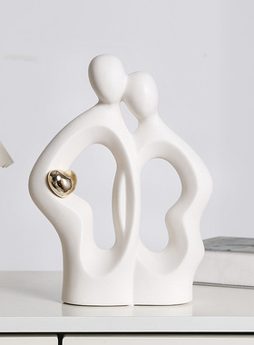 陶瓷创意抽象ins风人物情侣摆件北欧家居客厅玄关电视柜桌面装饰