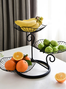 北欧创意水果盘客厅家用三层水果盘现代简约多层果篮大果盘摆件定
