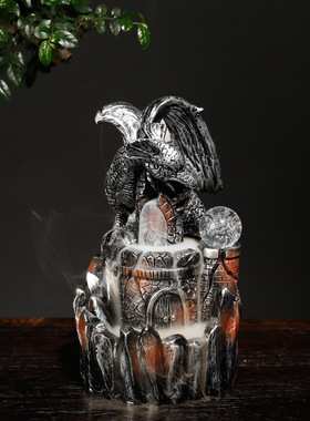 树脂倒流香炉欧式风格翼龙LED灯回流烟香薰炉工艺摆件定制