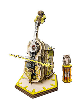 朋克大提琴八音盒益智3d立体拼图手工拼装模型动态音乐盒创意摆件