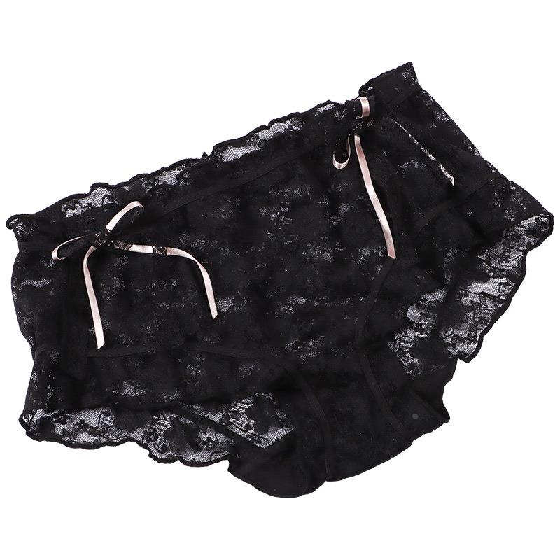 女士多色镂空蕾丝日系韩版蝴蝶结女生弹力中腰内裤