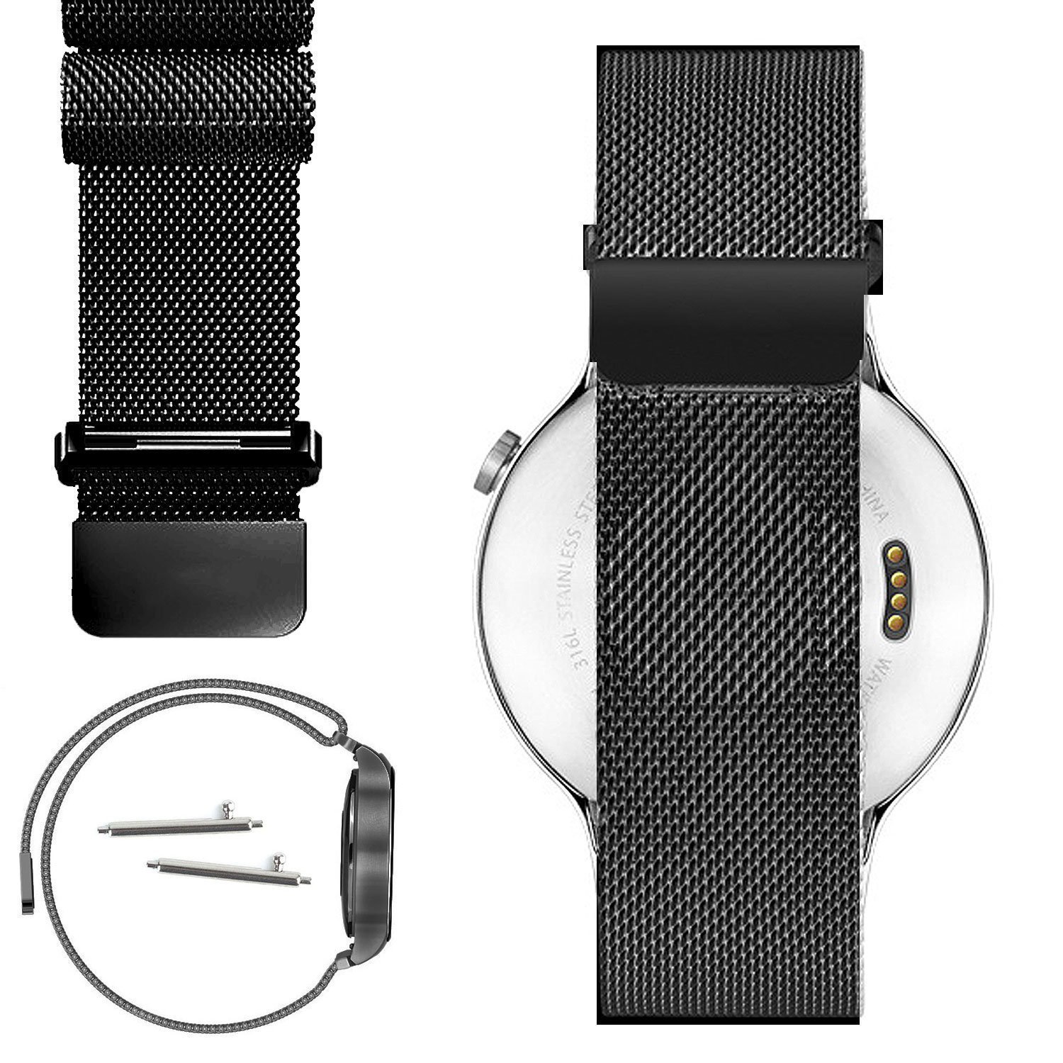适用华为huawei watch 3 pro 48/46mm手表带 米兰尼斯不锈钢表带