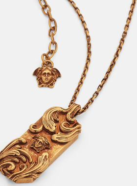 【季末优惠】VERSACE/范思哲 男士Barocco Leaf标牌项链