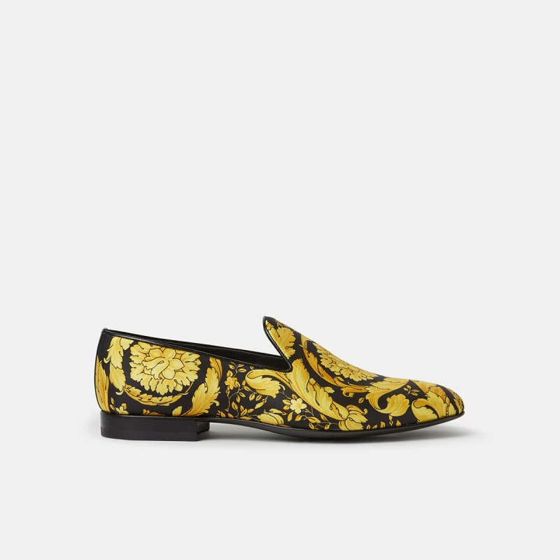 [В ограниченное время скидка] Версаче/Версаче мужские обувь Barocco fashion printing leisure leafper shoes