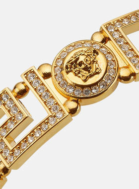 【24期免息】VERSACE/范思哲 女士Crystal Medusa Greca袖口手镯