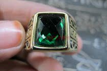 Xuntang ancient play jewelry collection Qing Dynasty green jewel cutting shooting face Old gem Ring Noodle Old Ring one