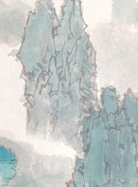 国画大师戴敦邦唐诗宋词系列海上仙山国风画轻奢沙发玄关限量版画