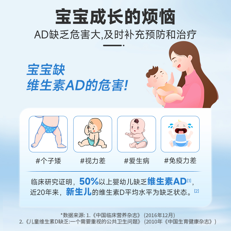 朗迪维生素AD滴剂1岁以上婴幼儿童钙维生素ad剂缺钙非星鲨伊可新 - 图2