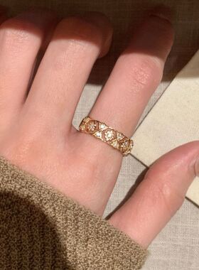 S925纯银星芒镶钻戒指女轻奢中古风高级感小众设计指环小红书爆款