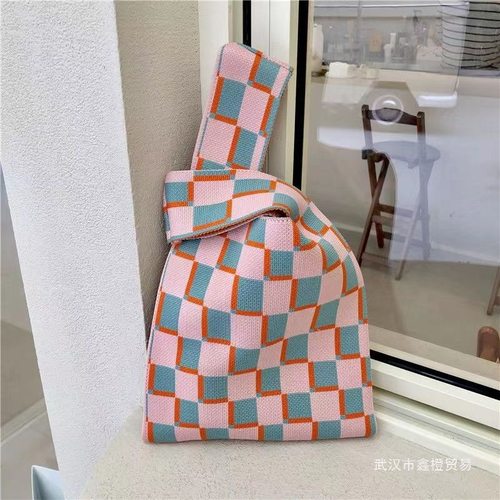 爆品韩国小众设计合集包小红书同款单肩千鸟格腋下包女针织手提包 - 图3