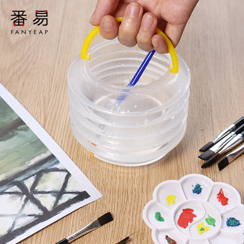 洗笔桶/颜料水粉绘画水彩小水桶便携手提国画油画折叠画画涮笔筒