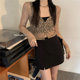 ເສື້ອຍືດ y2k ແບບ inner bottoming short top cardigan sun protection slimming sexy see-through hollow original