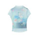 ເສື້ອຍືດແຂນສັ້ນ Graffiti print mesh y2k hot girl top