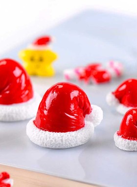 微景观创意生态瓶装饰小摆件迷你卡通圣诞帽圣诞场景摆设红色帽子