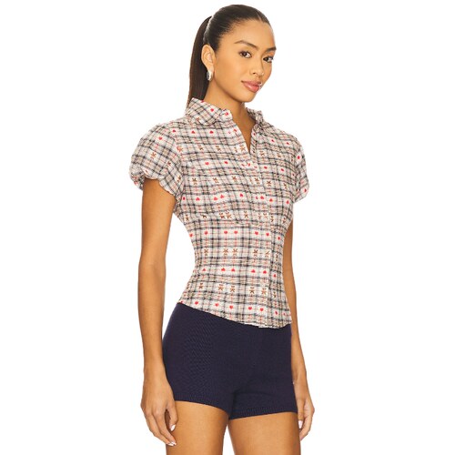 [春季新品]GUIZIO LIANA PLAID 上装 White,Navy REVOLVE小众 - 图0