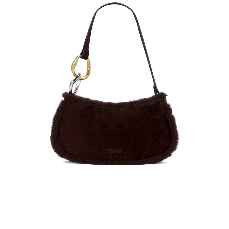 [冬季新品]Staud OLLIE复古风棕色毛绒手提包REVOLVE,淘宝优惠券,粉丝福利购,淘宝优惠卷