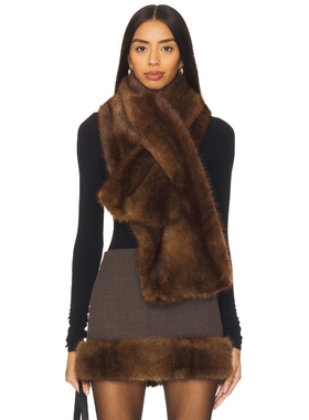 Lovers and Friends FAUX MINK 围巾  棕色 秋冬新品REVOLVE