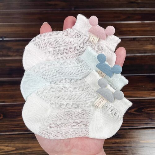 婴儿袜子夏薄款网眼袜宝宝新生儿船袜儿童薄袜比纯棉A类男童女童 - 图1