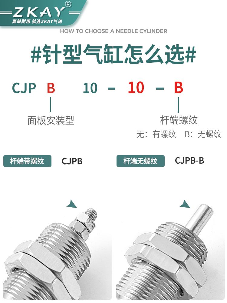 微型单动针型外螺纹单作用迷你小气缸CJPB6X10X15-5*10X15X20-B