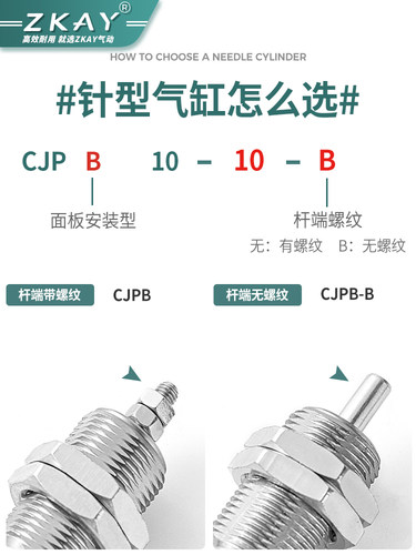微型单动针型外螺纹单作用迷你小气缸CJPB6X10X15-5*10X15X20-B - 图0