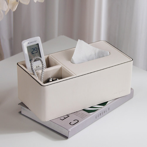 多功能抽纸盒家用客厅茶几轻奢简约高档桌面遥控器收纳皮质纸巾盒 - 图3