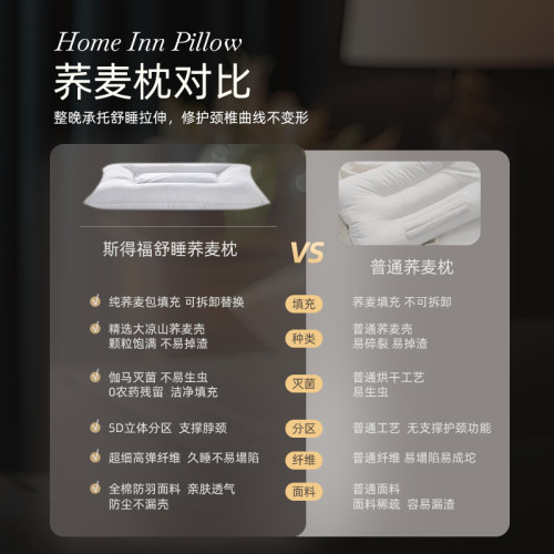 斯得福如家酒店同款荞麦枕头全棉纯棉单人草本硬颈椎枕芯成人助眠 - 图1
