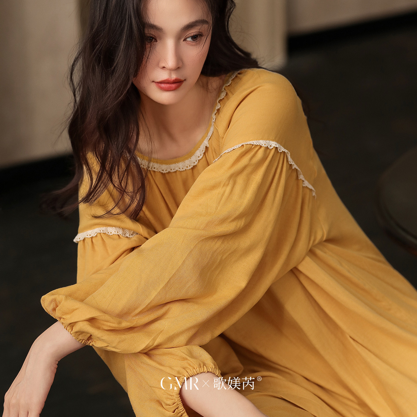歌媄芮睡衣女夏长袖薄款棉纱法式绝美慵懒套装可外穿家居服春秋季