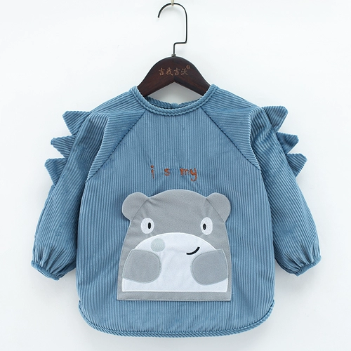 Детский бархатный демисезонный нагрудник, термобелье, водонепроницаемый лонгслив, фартук для еды, анти-грязь, сзади на завязках