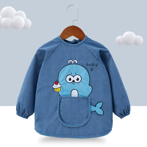 Детский водонепроницаемый нагрудник для девочек, демисезонный фартук для еды, детская бархатная юбка, анти-грязь, сзади на завязках