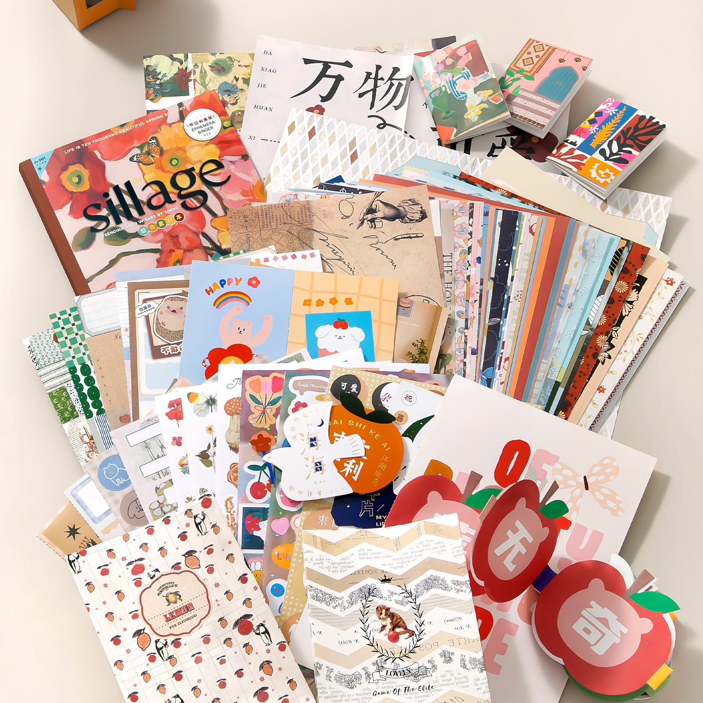 灵感时刻系列素材本64张入 文艺复古日历素材纸手帐装饰打底贴纸,淘宝优惠券,粉丝福利购,淘宝优惠卷