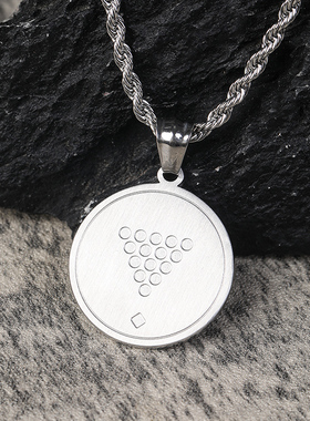 黑色台球造型不锈钢麻花链男项链